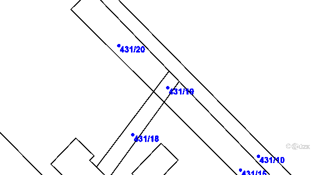 Parcela st. 431/19 v KÚ Patřín, Katastrální mapa