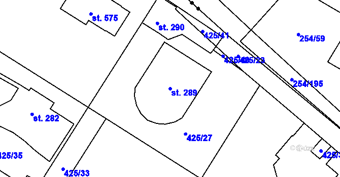 Parcela st. 289 v KÚ Patřín, Katastrální mapa