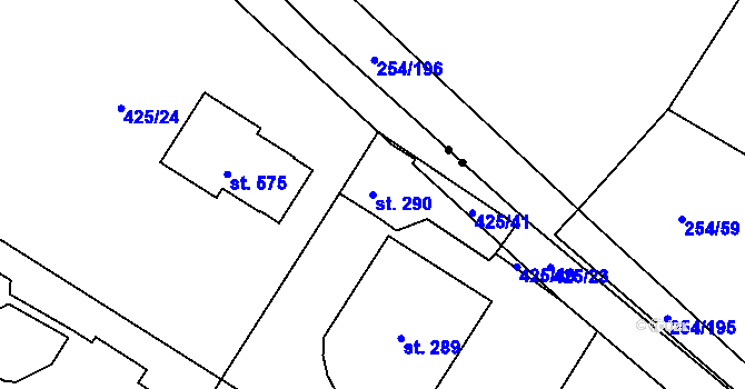 Parcela st. 290 v KÚ Patřín, Katastrální mapa
