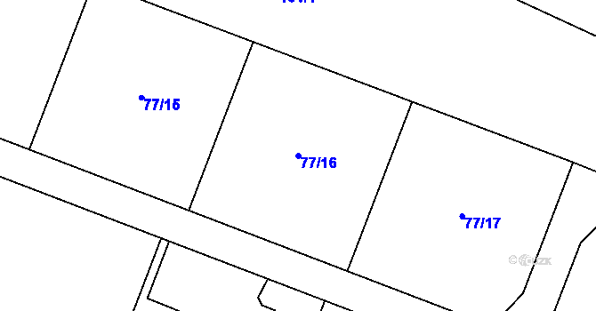 Parcela st. 77/16 v KÚ Patřín, Katastrální mapa