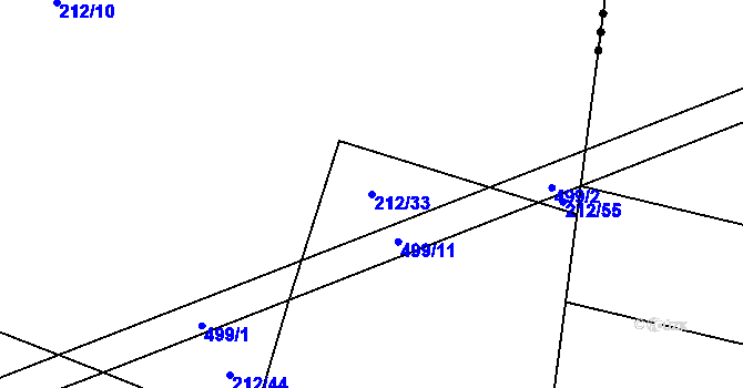 Parcela st. 212/33 v KÚ Patřín, Katastrální mapa