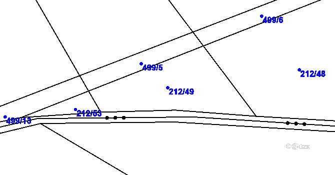 Parcela st. 212/49 v KÚ Patřín, Katastrální mapa