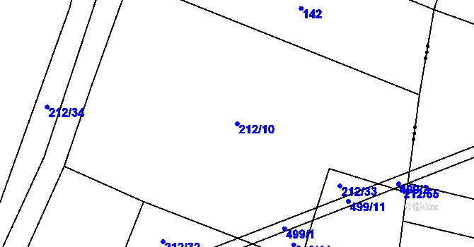 Parcela st. 212/10 v KÚ Patřín, Katastrální mapa