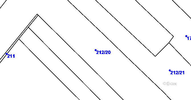 Parcela st. 212/20 v KÚ Patřín, Katastrální mapa