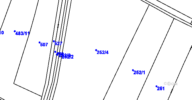 Parcela st. 252/4 v KÚ Patřín, Katastrální mapa