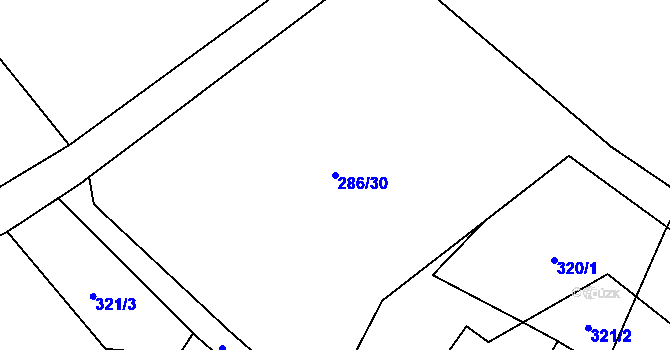 Parcela st. 286/30 v KÚ Patřín, Katastrální mapa
