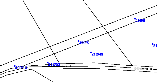 Parcela st. 499/5 v KÚ Patřín, Katastrální mapa