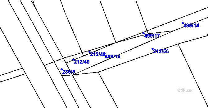 Parcela st. 499/16 v KÚ Patřín, Katastrální mapa