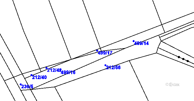 Parcela st. 499/17 v KÚ Patřín, Katastrální mapa