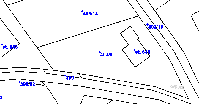 Parcela st. 403/8 v KÚ Patřín, Katastrální mapa