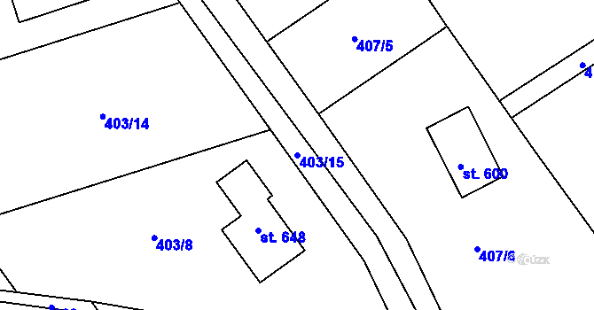 Parcela st. 403/15 v KÚ Patřín, Katastrální mapa