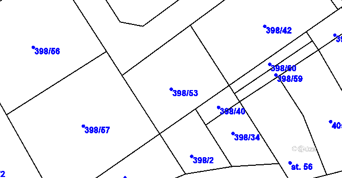 Parcela st. 398/53 v KÚ Patřín, Katastrální mapa