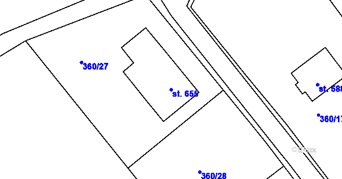 Parcela st. 655 v KÚ Patřín, Katastrální mapa