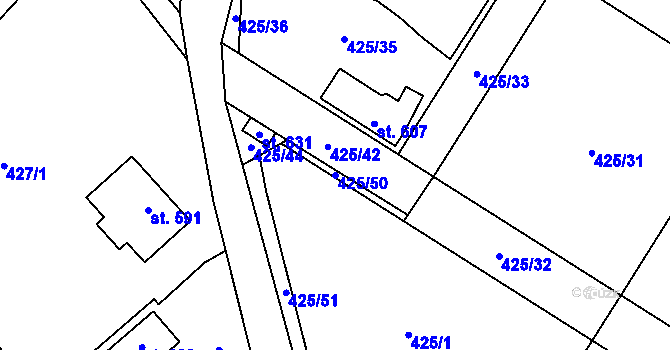 Parcela st. 425/50 v KÚ Patřín, Katastrální mapa