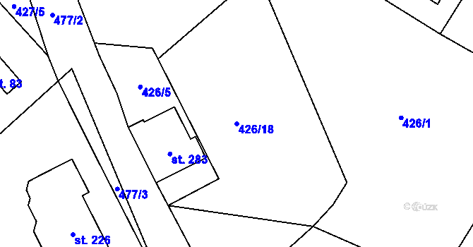 Parcela st. 426/18 v KÚ Patřín, Katastrální mapa