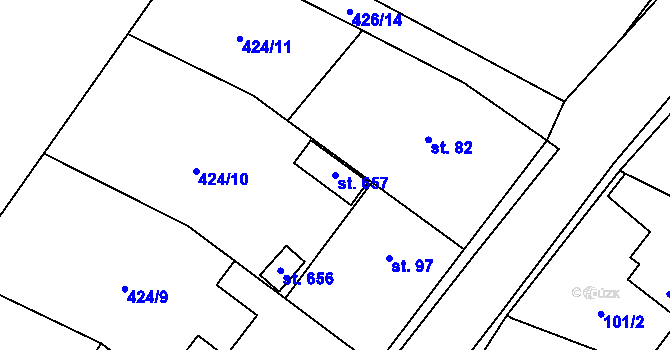 Parcela st. 657 v KÚ Patřín, Katastrální mapa
