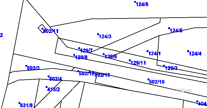 Parcela st. 129/6 v KÚ Studce, Katastrální mapa