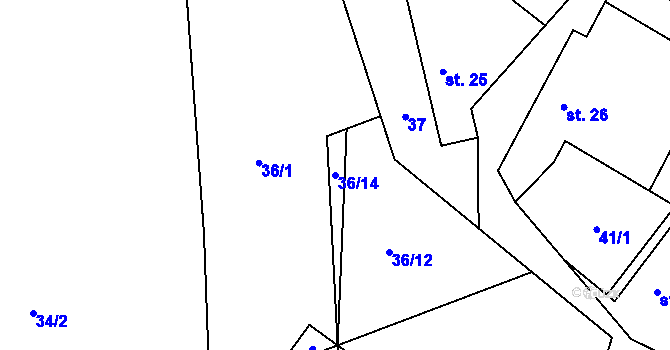 Parcela st. 36/14 v KÚ Studce, Katastrální mapa