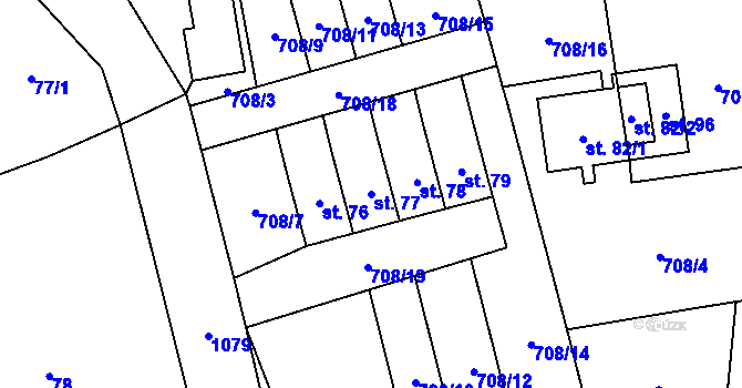 Parcela st. 77 v KÚ Loučim, Katastrální mapa