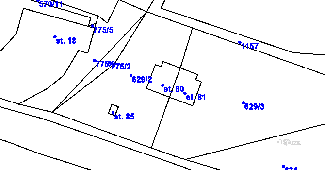 Parcela st. 80 v KÚ Loučim, Katastrální mapa