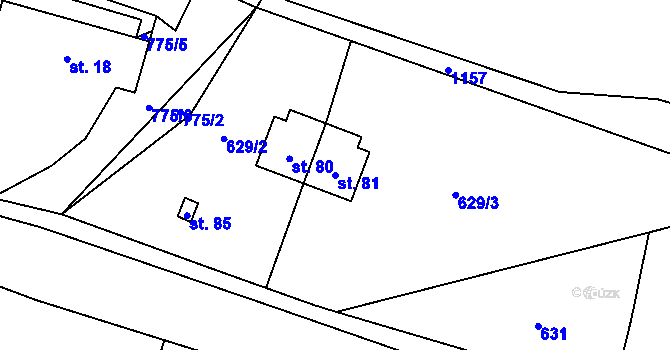 Parcela st. 81 v KÚ Loučim, Katastrální mapa