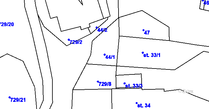 Parcela st. 44/1 v KÚ Loučim, Katastrální mapa