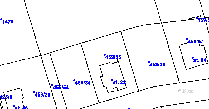 Parcela st. 459/35 v KÚ Loučim, Katastrální mapa