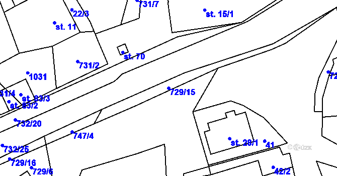 Parcela st. 729/15 v KÚ Loučim, Katastrální mapa
