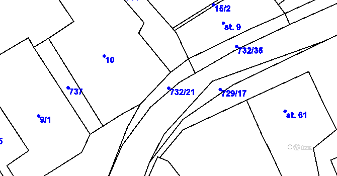 Parcela st. 732/21 v KÚ Loučim, Katastrální mapa
