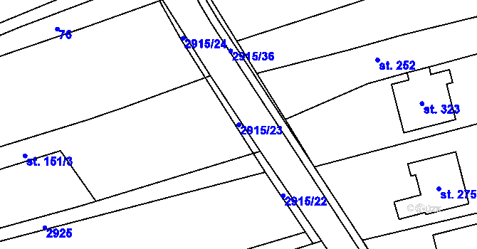 Parcela st. 2915/23 v KÚ Loučka I, Katastrální mapa
