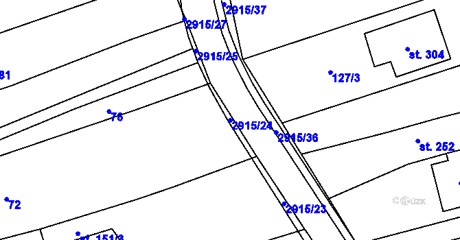 Parcela st. 2915/24 v KÚ Loučka I, Katastrální mapa