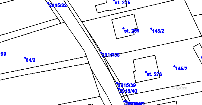 Parcela st. 2915/38 v KÚ Loučka I, Katastrální mapa
