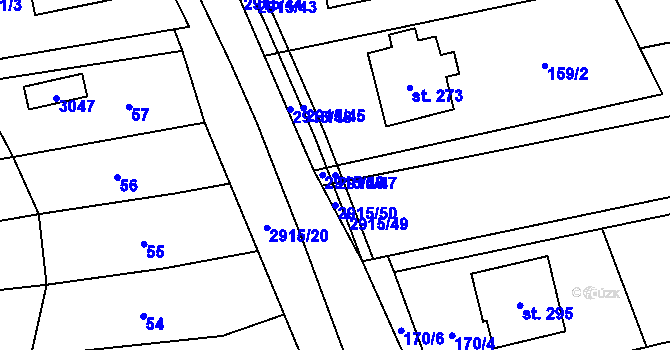 Parcela st. 2915/47 v KÚ Loučka I, Katastrální mapa