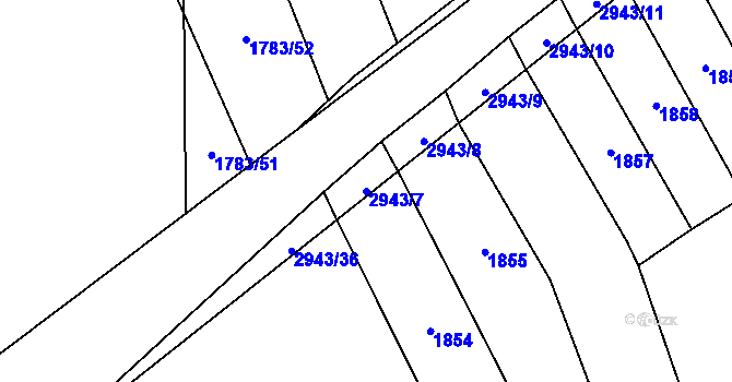 Parcela st. 2943/7 v KÚ Loučka I, Katastrální mapa