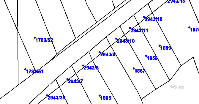 Parcela st. 2943/9 v KÚ Loučka I, Katastrální mapa