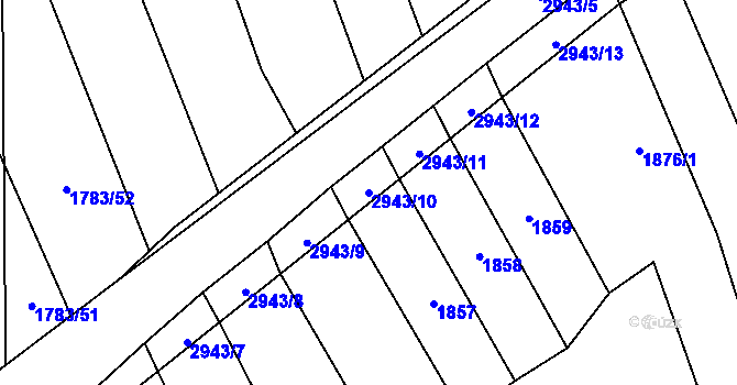 Parcela st. 2943/10 v KÚ Loučka I, Katastrální mapa