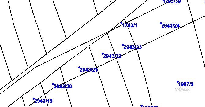 Parcela st. 2943/22 v KÚ Loučka I, Katastrální mapa
