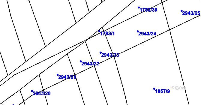 Parcela st. 2943/23 v KÚ Loučka I, Katastrální mapa