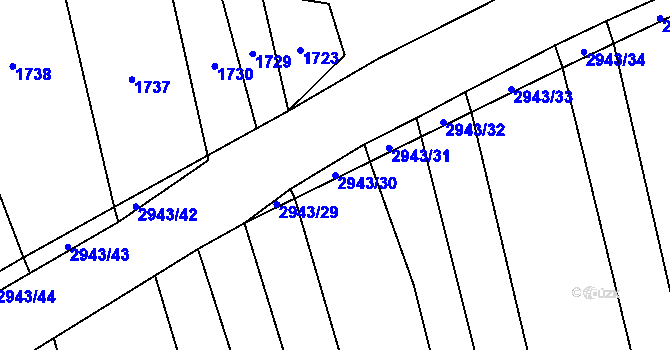 Parcela st. 2943/30 v KÚ Loučka I, Katastrální mapa