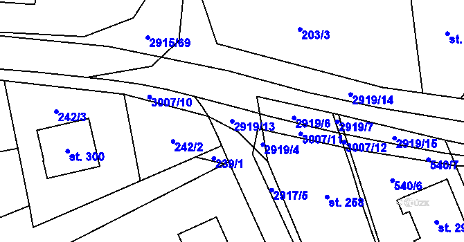 Parcela st. 2919/13 v KÚ Loučka I, Katastrální mapa
