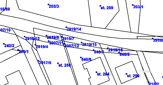 Parcela st. 2919/15 v KÚ Loučka I, Katastrální mapa