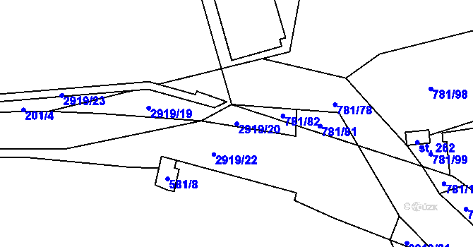 Parcela st. 2919/20 v KÚ Loučka I, Katastrální mapa
