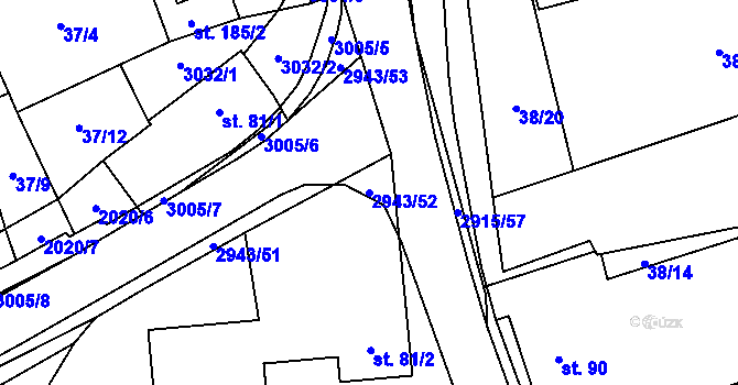 Parcela st. 2943/52 v KÚ Loučka I, Katastrální mapa