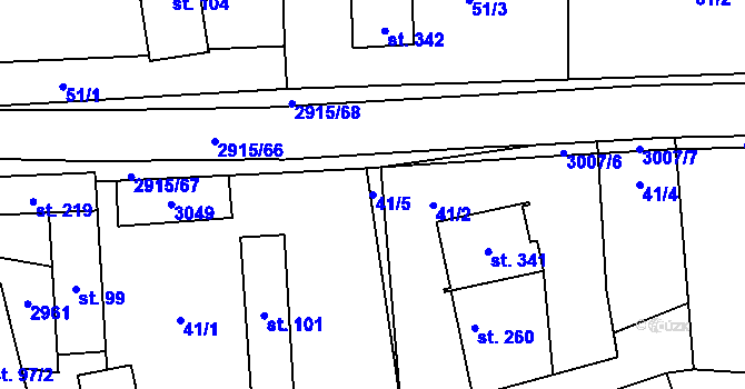 Parcela st. 41/5 v KÚ Loučka I, Katastrální mapa