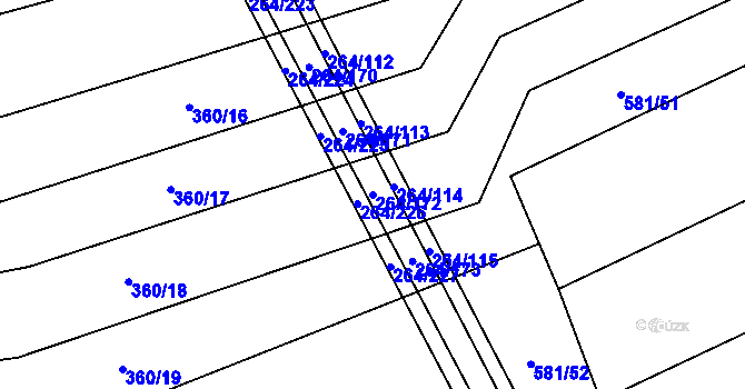 Parcela st. 264/172 v KÚ Loučka I, Katastrální mapa