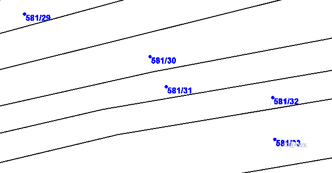 Parcela st. 581/31 v KÚ Loučka I, Katastrální mapa