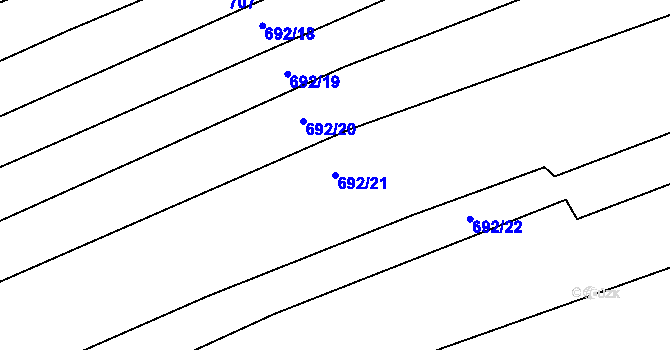 Parcela st. 692/21 v KÚ Loučka I, Katastrální mapa