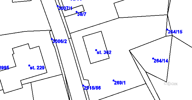 Parcela st. 362 v KÚ Loučka I, Katastrální mapa