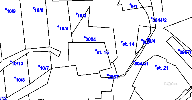 Parcela st. 15 v KÚ Loučka I, Katastrální mapa