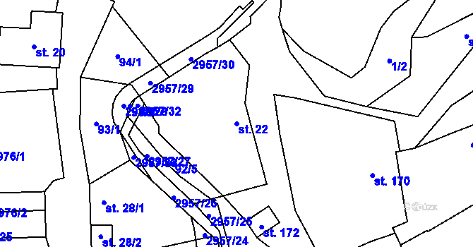 Parcela st. 22 v KÚ Loučka I, Katastrální mapa